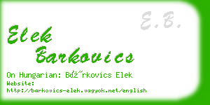 elek barkovics business card